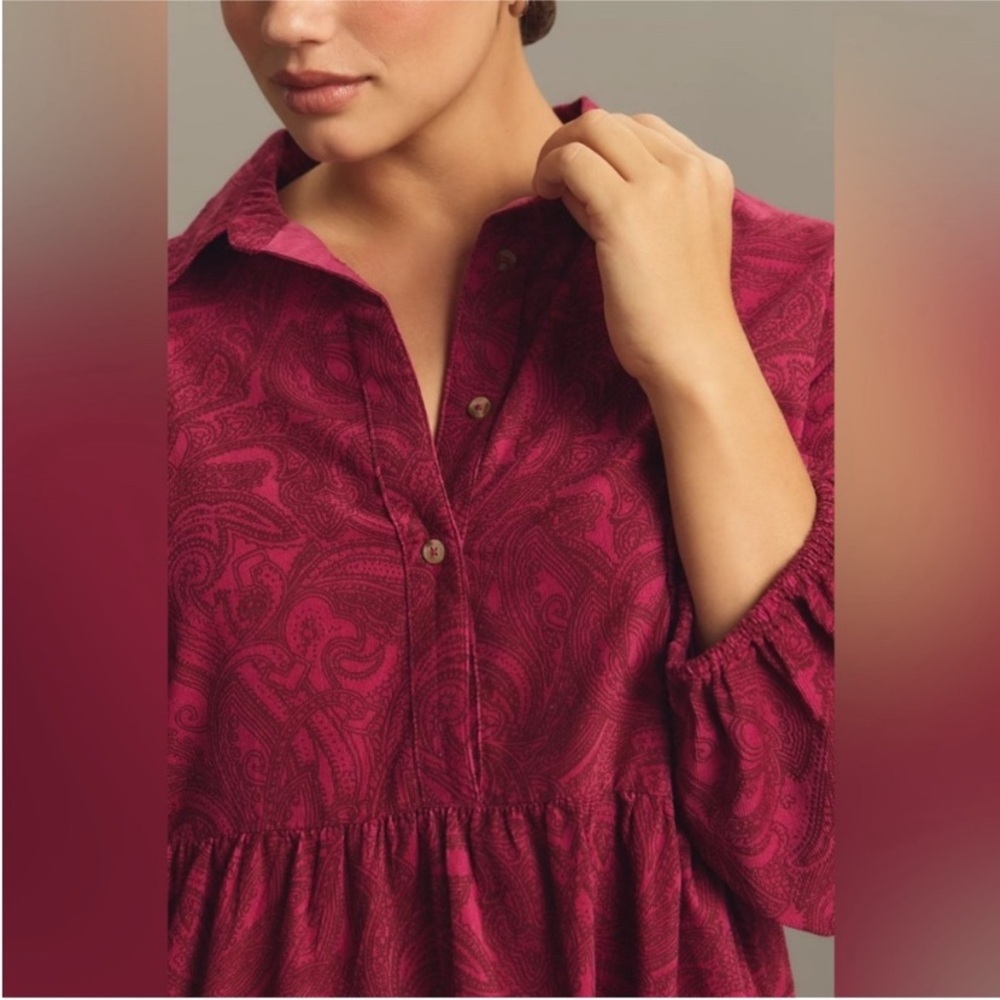 Anthro Maeve Bettina Corduroy Shirt Dress - Picture 2 of 13